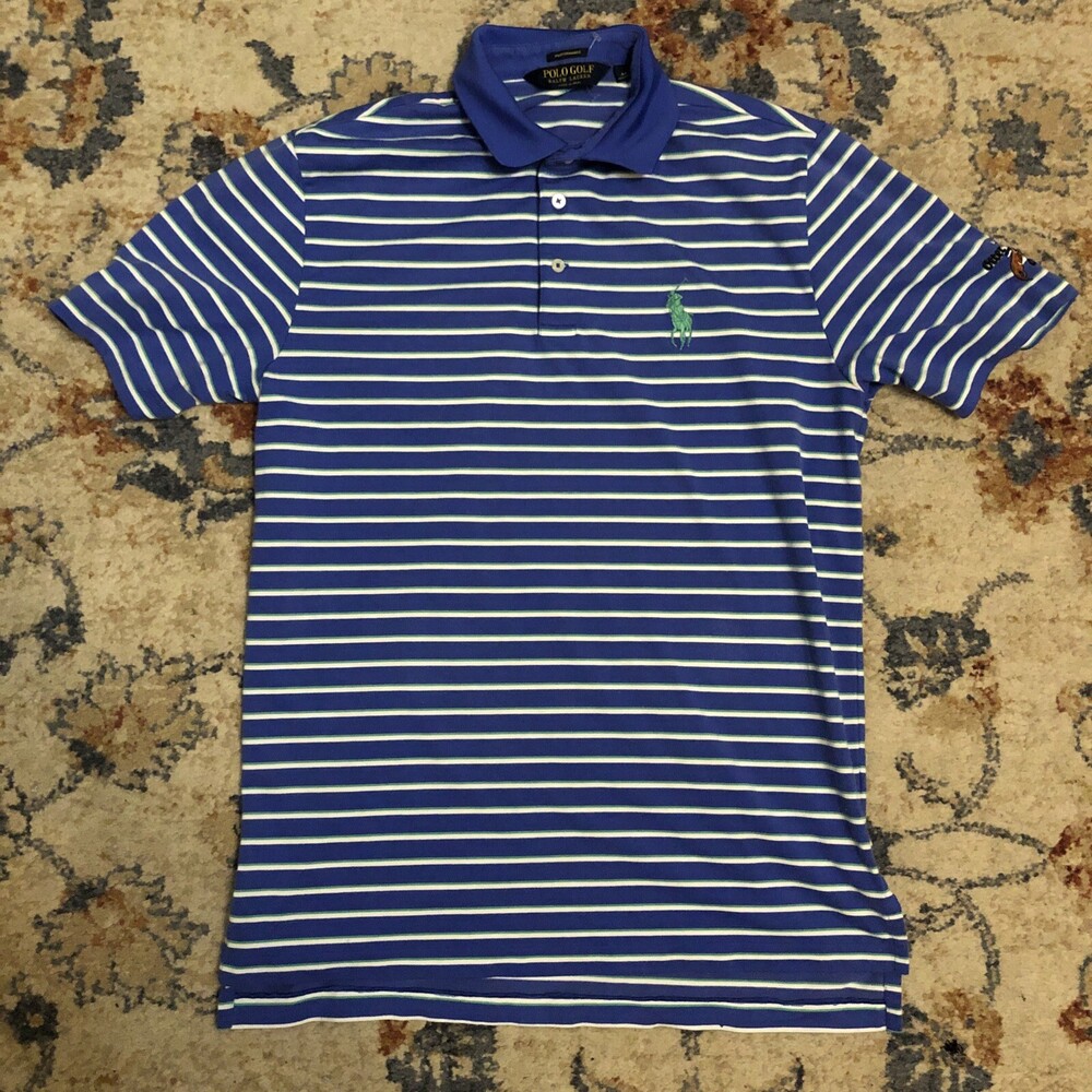 Polo Ralph Lauren Shirt Mens Medium Blue Big Pony Short Sleeve Performance Golf